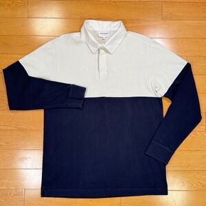 Norse Projects Medium Ruben Colour Block Long Sleeve Polo Shirt Navy White Mens